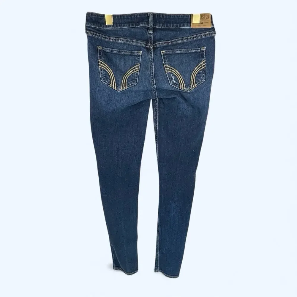 Hollister Women's Juniors Distressed Super Skinny Jeans Dark Wash 5R